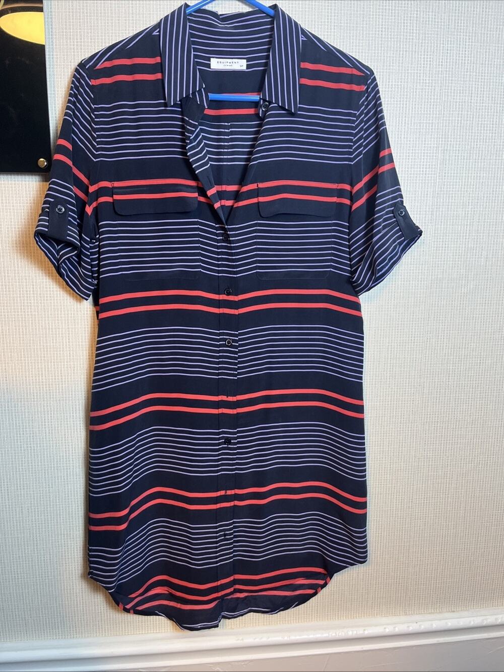 100% Silk Equipment Femme Striped Dress Size S